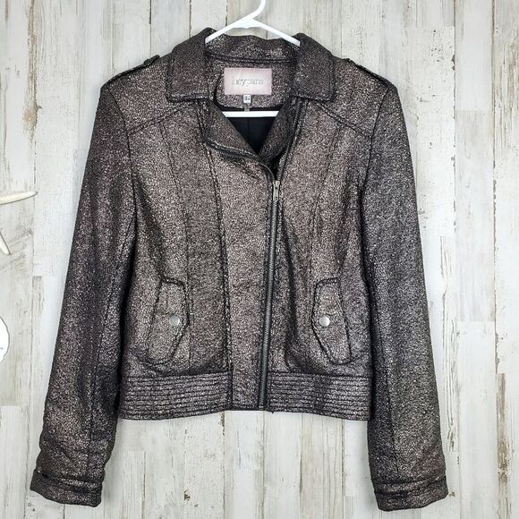 Lucy Paris Moto Jacket Bronze Metallic Size Small - Picture 10 of 11